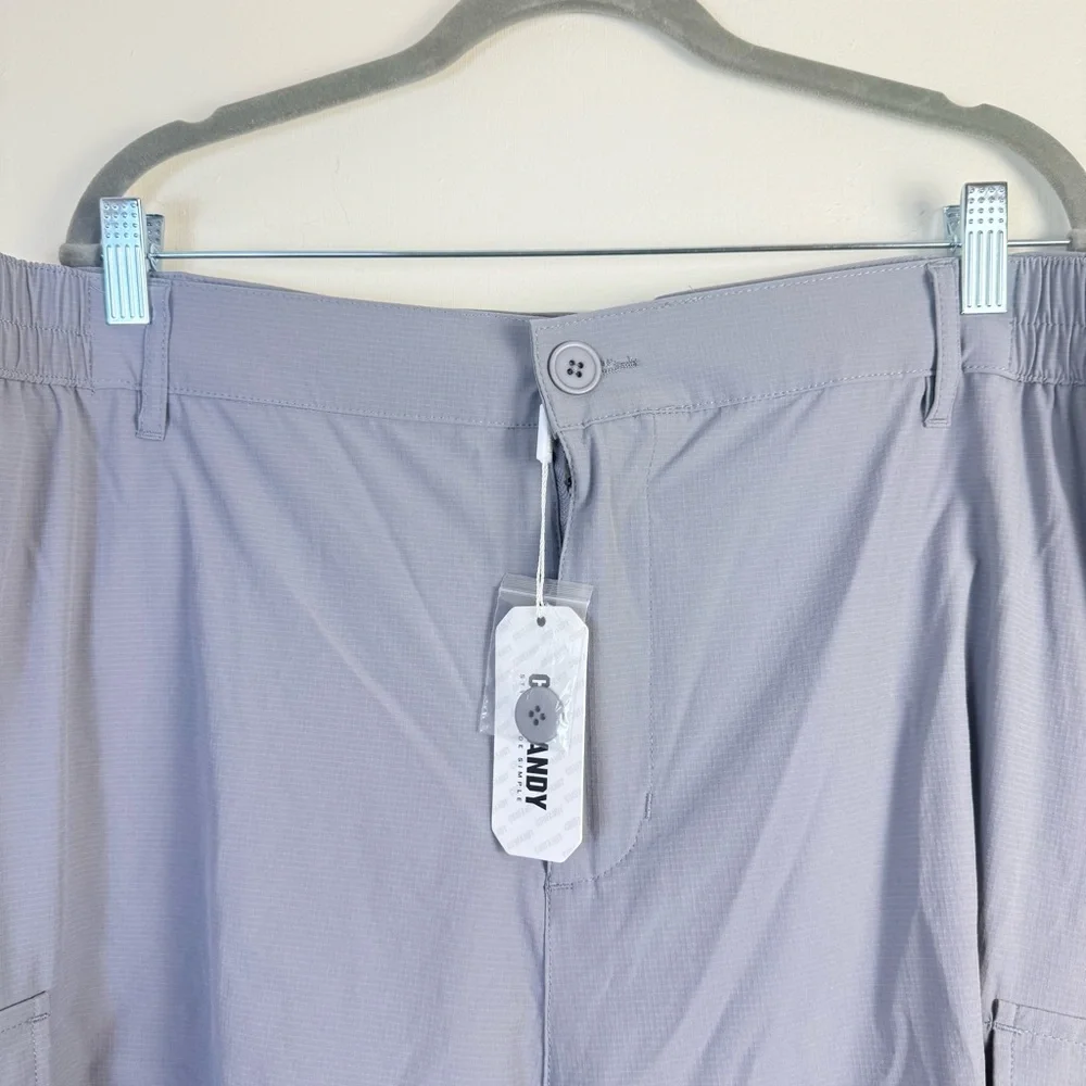 COOFAndy Mens Light Gray Cargo‎ Active Shorts sz XXL Stretch NEW Outdoor Casual